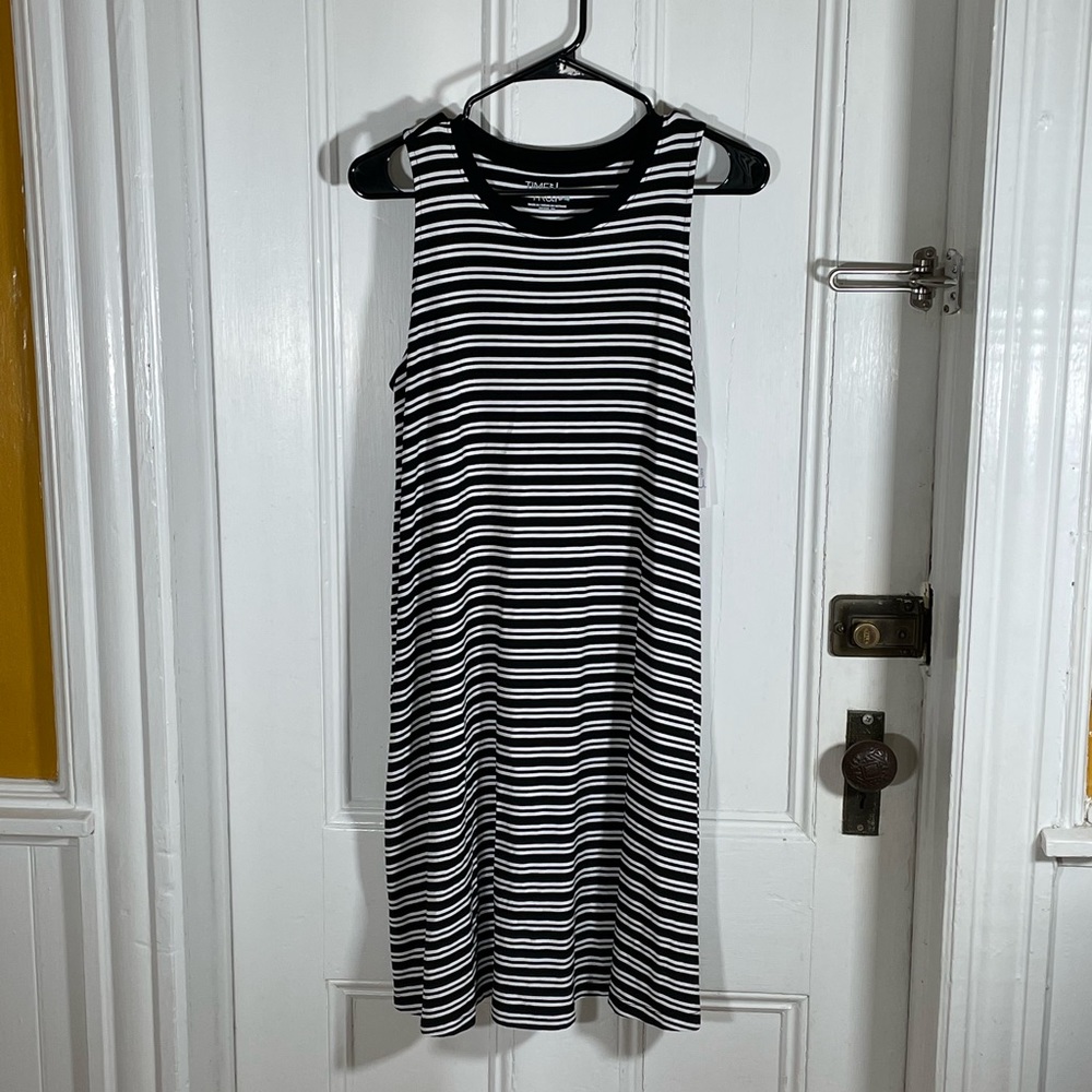 Black and White Striped Dress with pockets
